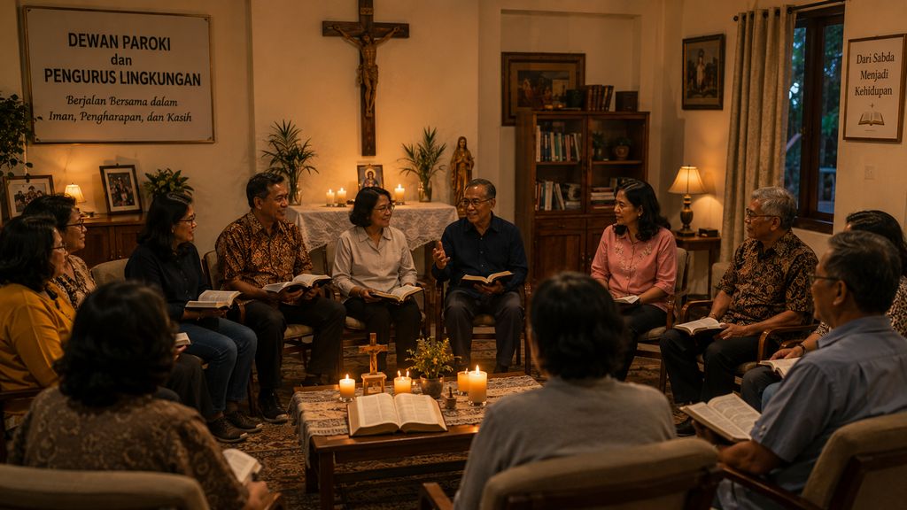 Umat berdoa di gereja